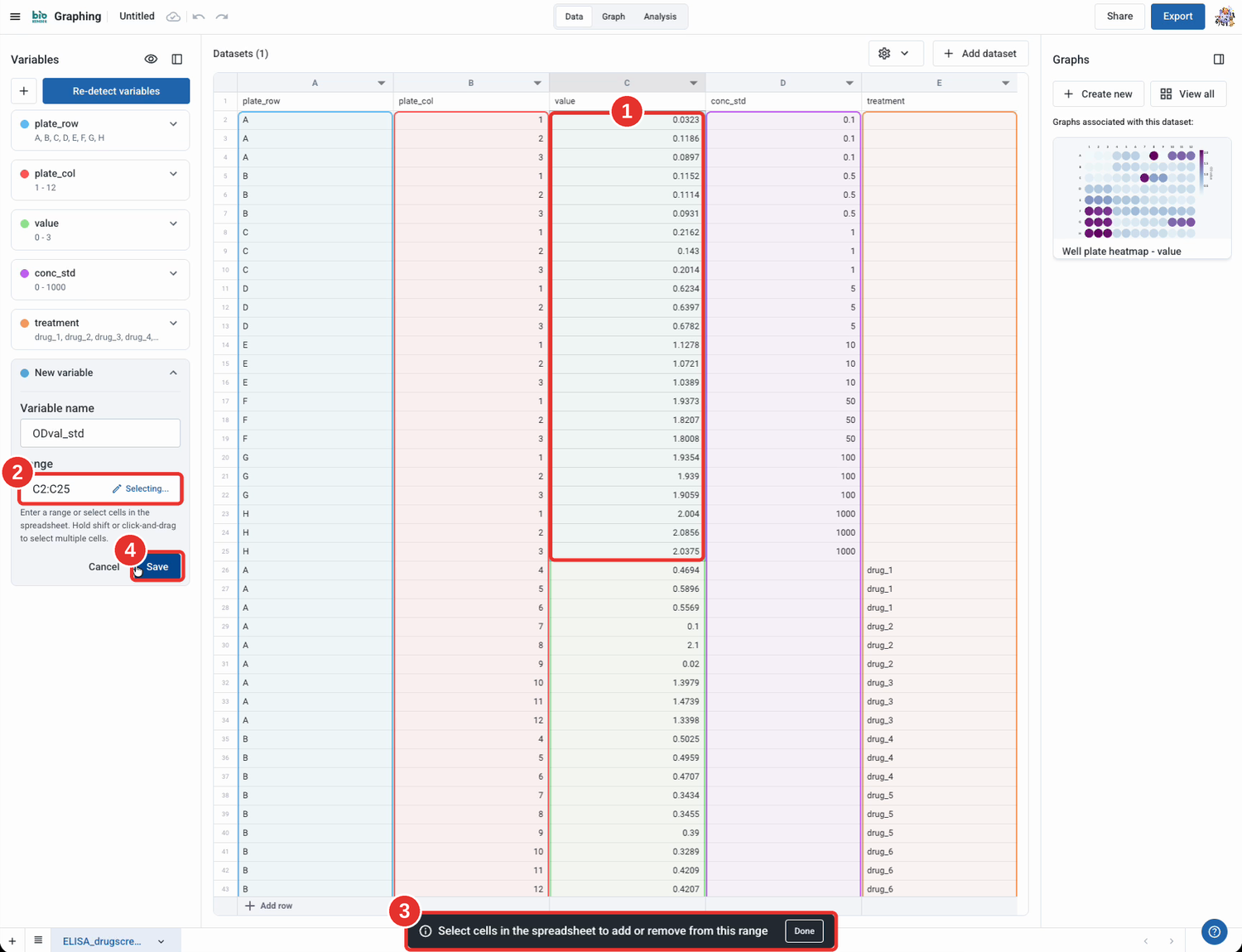 Select the standards’ cells